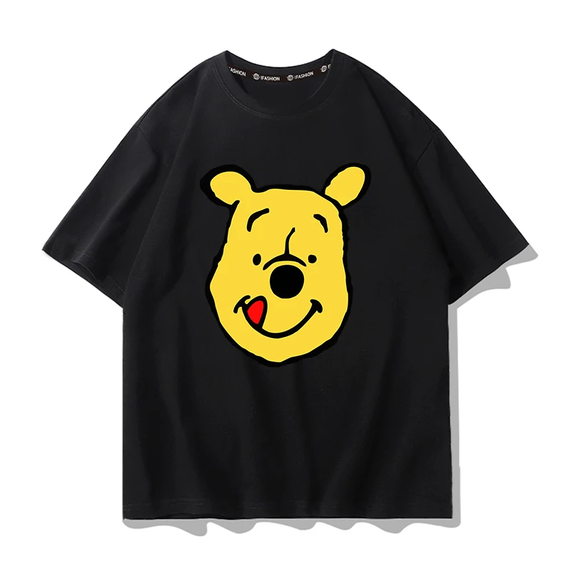 

Pooh Bear Short-sleeved T-shirt Women's Loose Disney Animation Peripheral Couple Summer Fashion Cotton Breathable Clothes