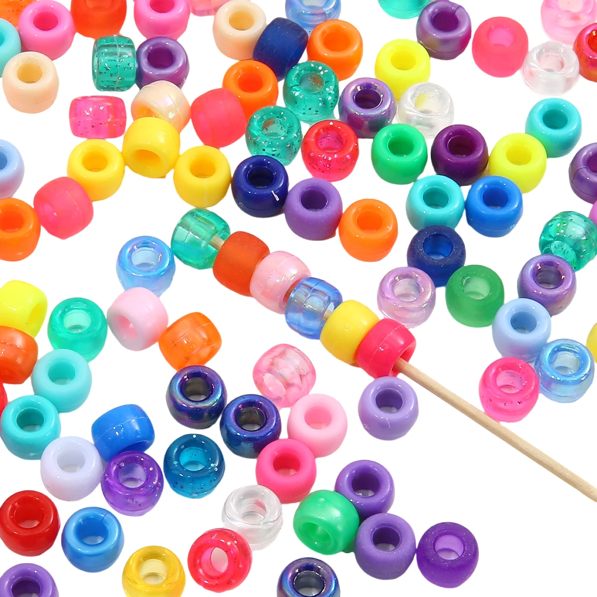 9x6mm 100pcs/lot Acrylic Pony Beads Transparent/Frosted Mix Color Loose Spacer Beads Handmade DIY Making Necklace Accessories