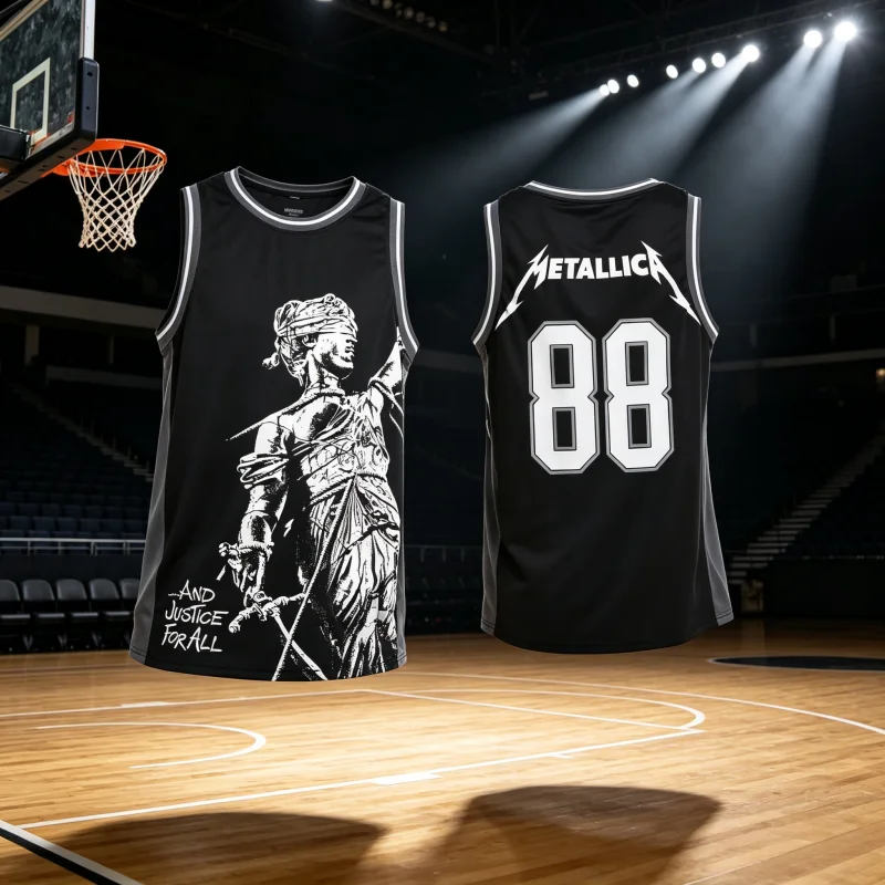 Metallica M72 Europa 2026 World Tour Basketballanzug 3D-gedrucktes Fan-Sommer-Atmungsaktives Schnelltrocknendes Familien-Sport-Tanktop – Detail 3