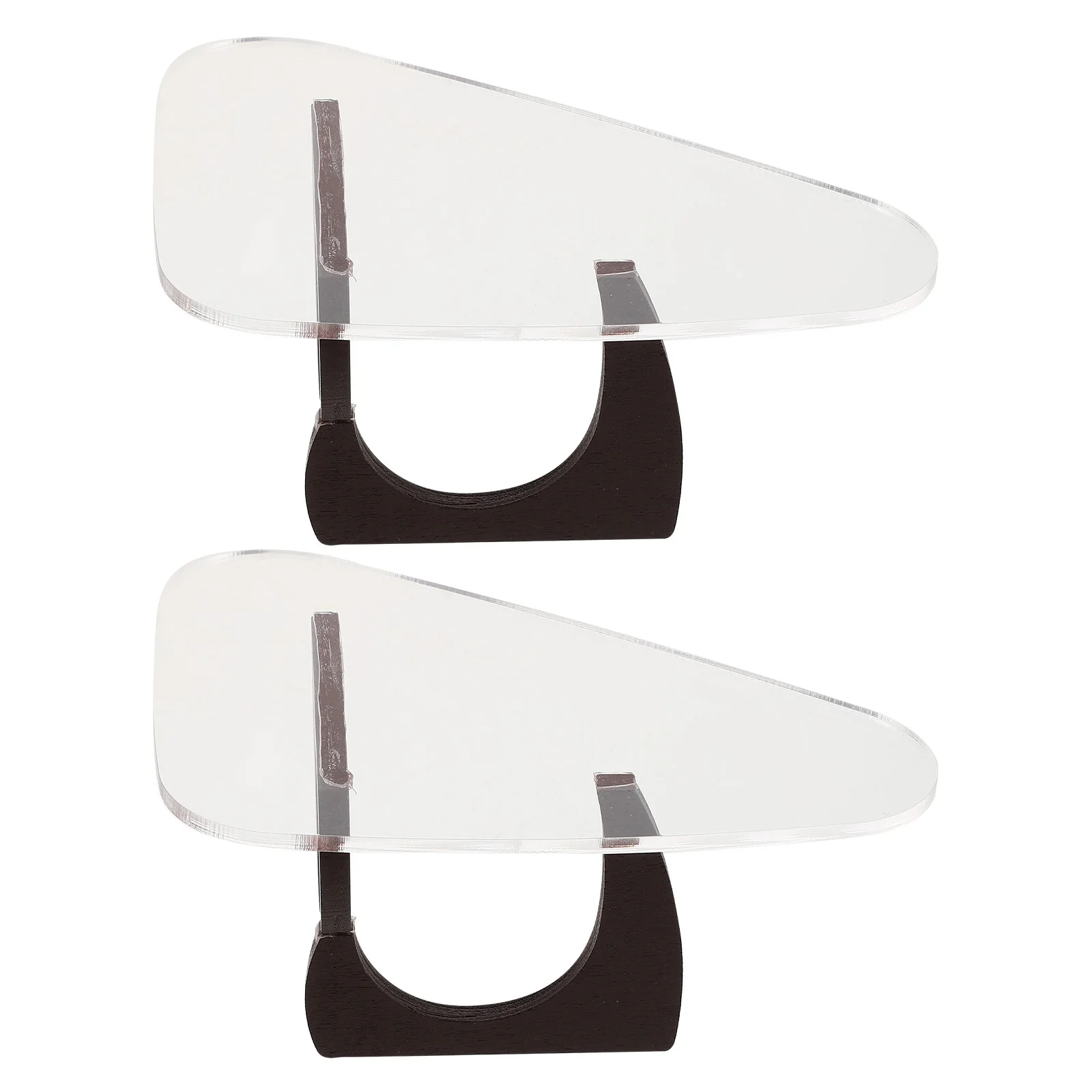 Mini mesa de té triangular, marco de madera realista, muebles de sala de estar en miniatura, decoración de escena de casa de muñecas, muebles en miniatura, 2 uds.