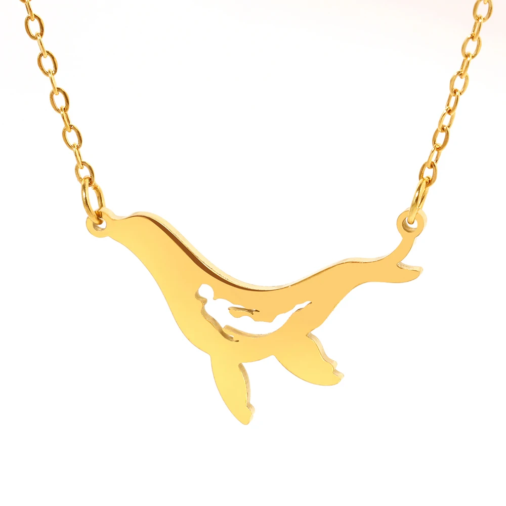 Stainless Steel Necklaces Bohemian Cartoon Whales Pendant Clavicle Chain Cute Fashion Necklace For Women Jewelry Birthday Gifts