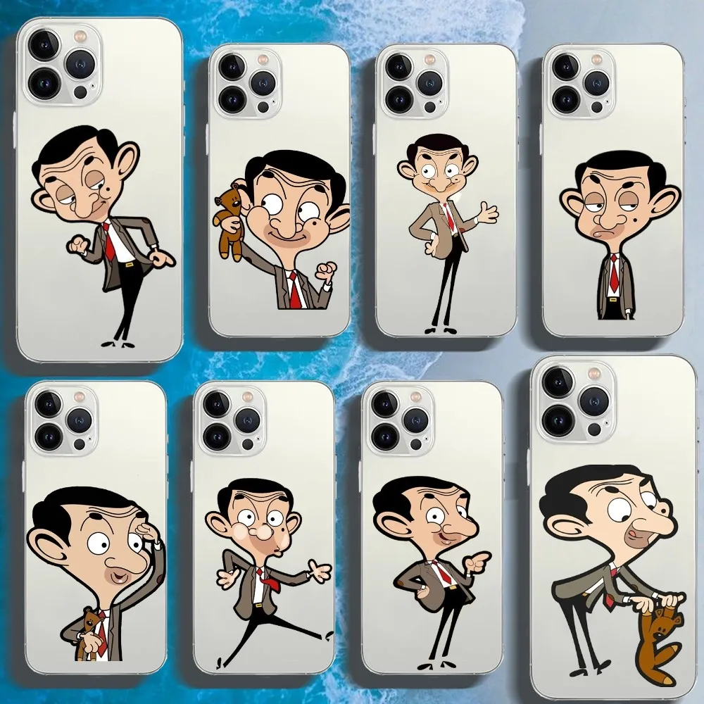 Funny Mr Bean Phone Case For Iphone 15 11 13 14 Pro Max 7 8 Plus X Xr Xs Max Se2020 12mini Transparent Cover