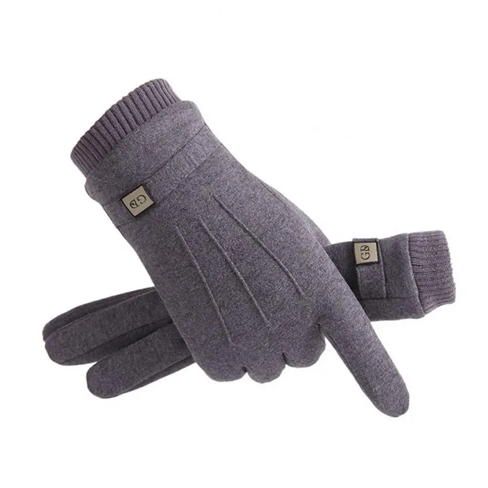 Guantes de ciclismo para hombre, manoplas simples de forro de felpa, talla única, de dedo completo, para senderismo, 1 par