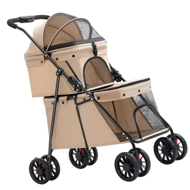 Pet Travel Outdoors Dog Stroller Cat Carts Small Dog Double Layer Pet Strollers