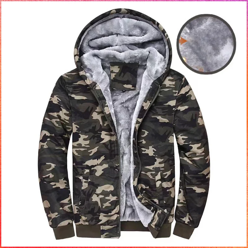 

Men's Fleece-lined Camouflage Sweater M-5XL Autumn Winter Keep Warm Coats Men Fashion Clothing Thicken Vintage Jackets