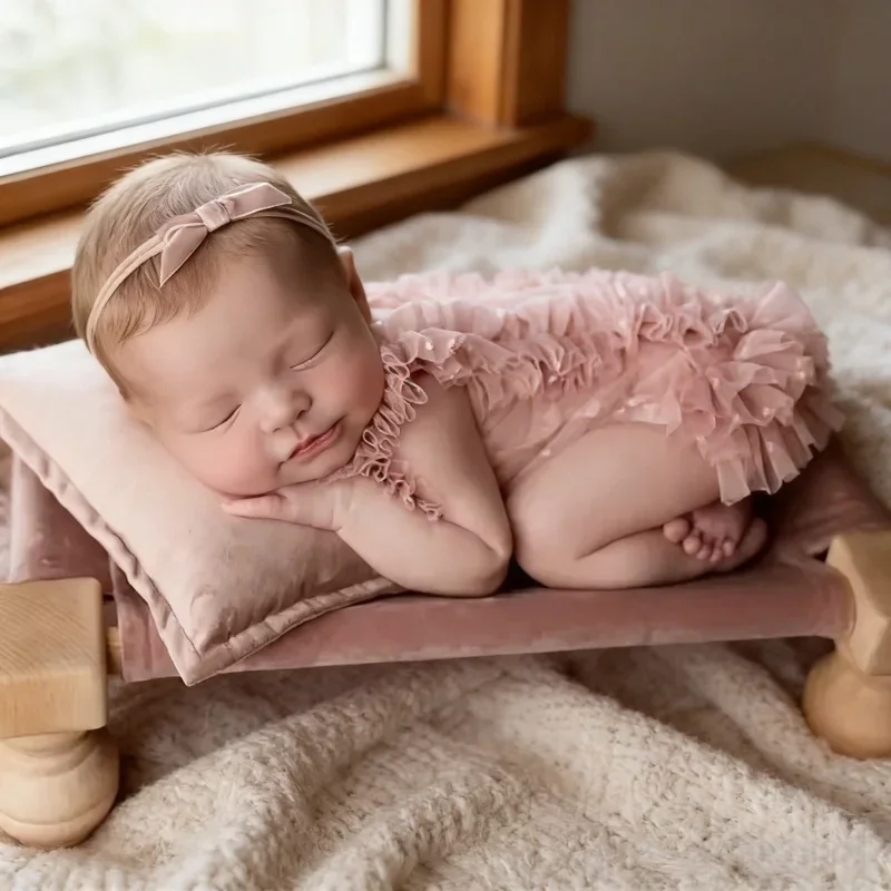 Detachable Wooden Baby Doll Beds Small Bed Studio Photography Props Set Newborn Infant Photo Poses Styling Shooting Props Kit
