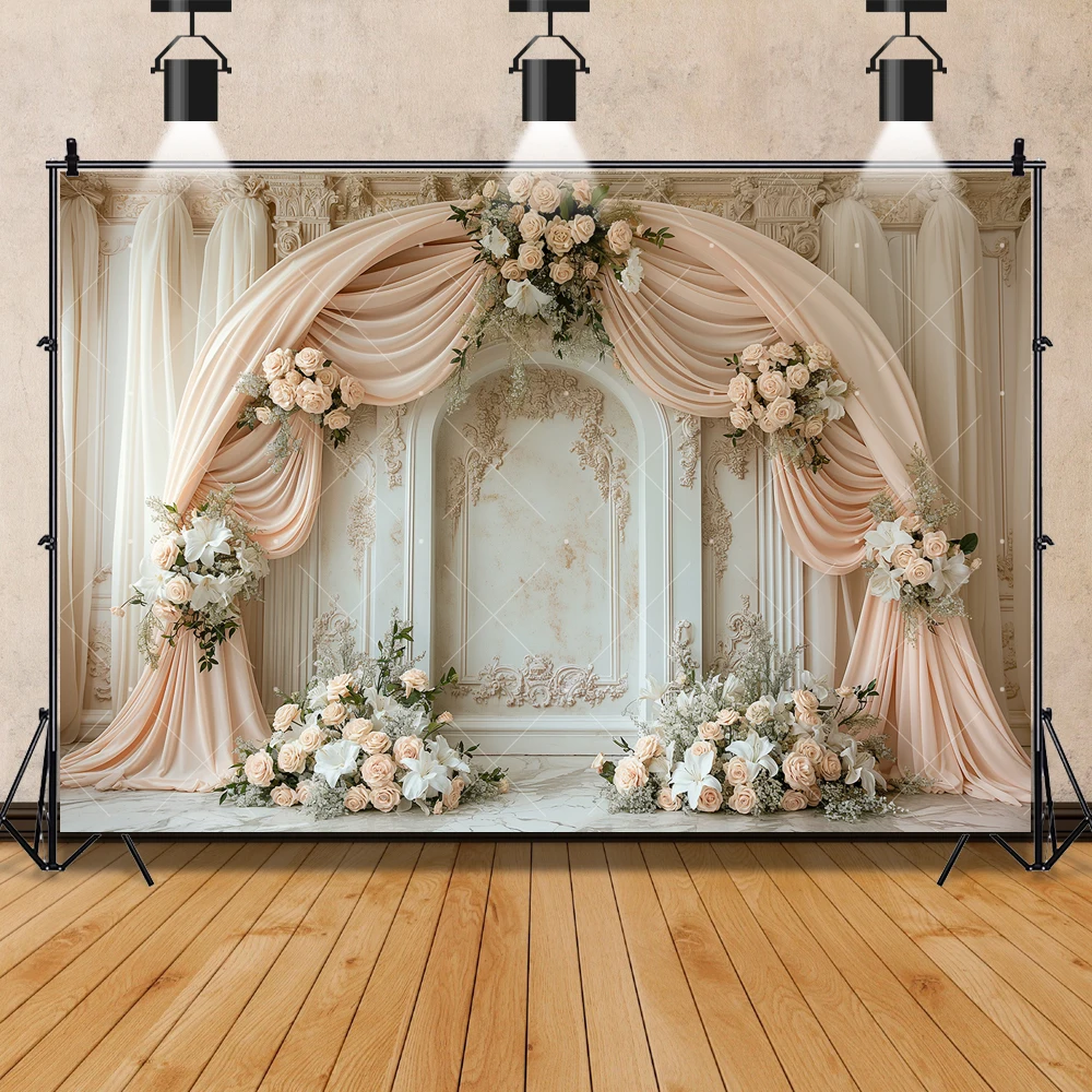Boho Photography Background Flower Curtain Adult Birthday Kids Baby Party Wedding Maternity Portrait Photo Studio