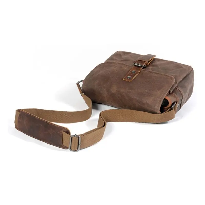 ●Waterproof Vintage Waxed Canvas Camera Bag Shoulder Messenger For DSLR Cameras Outdoor Travel Photography Case