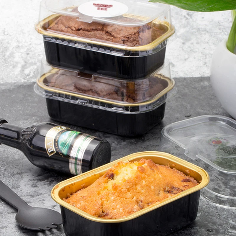 10Pcs Baked Pudding Cake Grilled Cheese With Lid Rectangular Colored Aluminum Foil Baking Cup