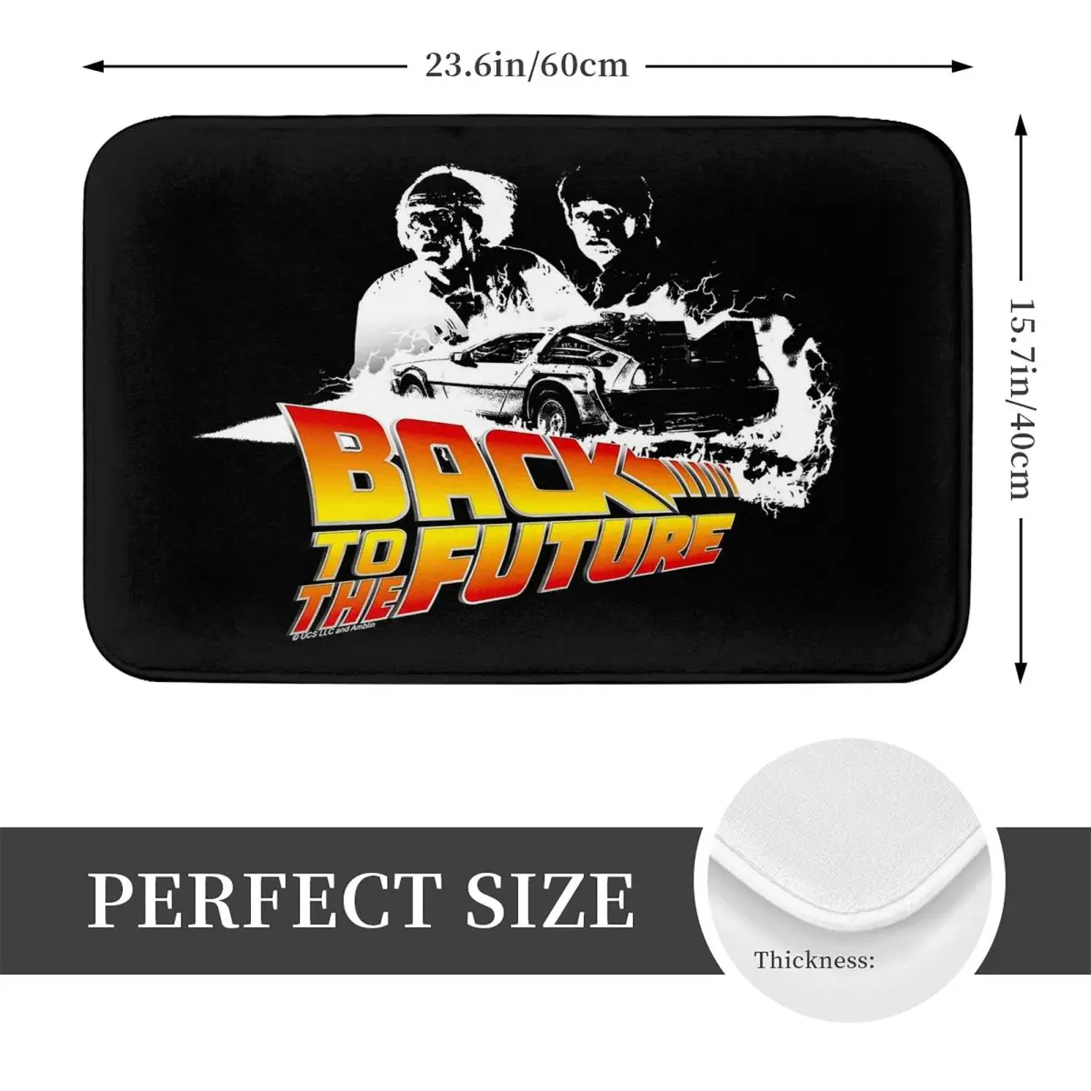 Back To The Future DeLorean Fire Tracks Anti-slip Doormat Floor Mat Carpet Rug for Kitchen Entrance Home Balcony Footpad Mats