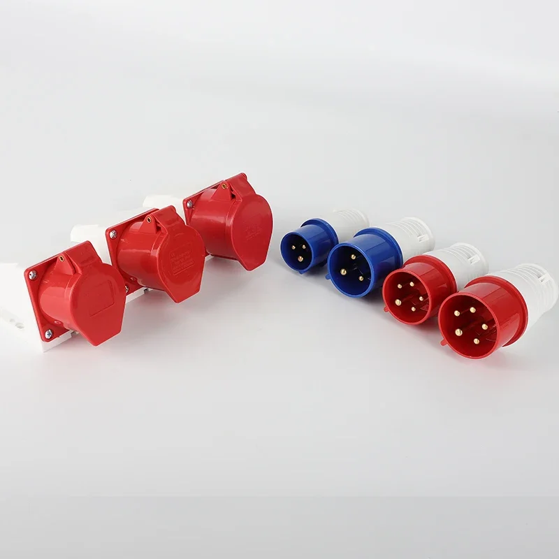16A 3Pin 4Pin 5Pin Electronic Connection Waterproof Industrial Wall Mounted Electrical Connection Wall Plug Socket