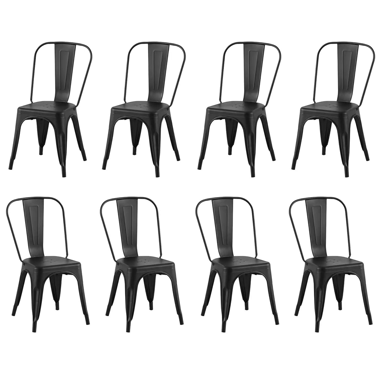 

Набор из 8 металлических обеденных стульев, складные стулья в стиле Tolix со спинкой, для повседневного использования в помещении, на кухне и с возможностью индивидуализации