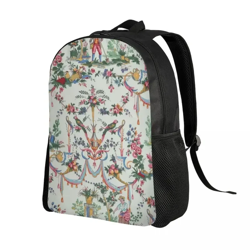 Customized Vintage French Toile De Jouy Laptop Backpack Basic Bookbag for College School Students Traditional France Art Bags