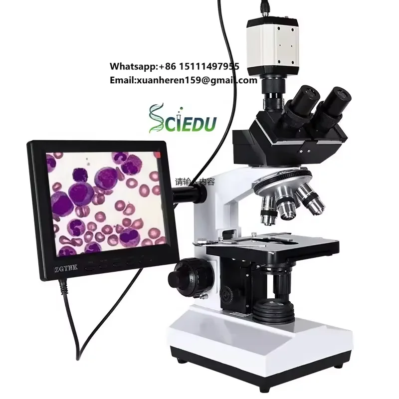Zoom 2500X Binocular Microscope 8-inch Lcd Screen Compound Lab Double-layer Platform Led Camera Trinocular Digital Microscope