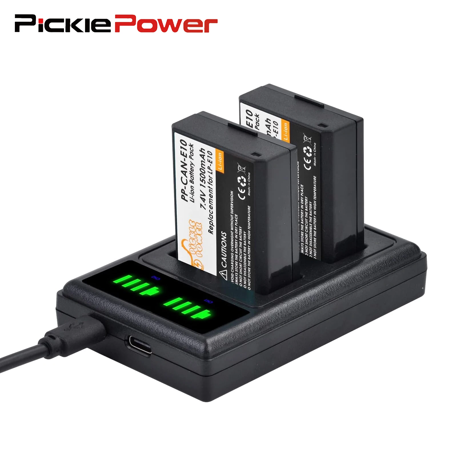 Pickle Power LP-E10 Battery for Canon EOS Rebel T7 T6 T5 T3 T100, EOS 2000D, 3000D, 4000D, 1200D 1100D, Dual Charger for LPE10