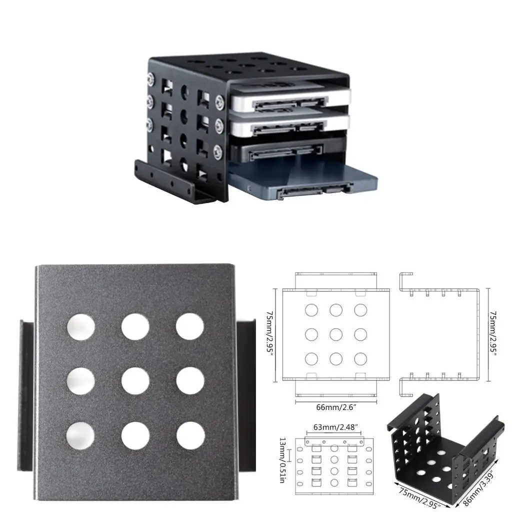  Aluminium Alloy Hard Disk Bay For Placing 4-Layer 2.5-Inch HDD/SSD Hard Disk Chassis Hard Disk Bay Black Accessories