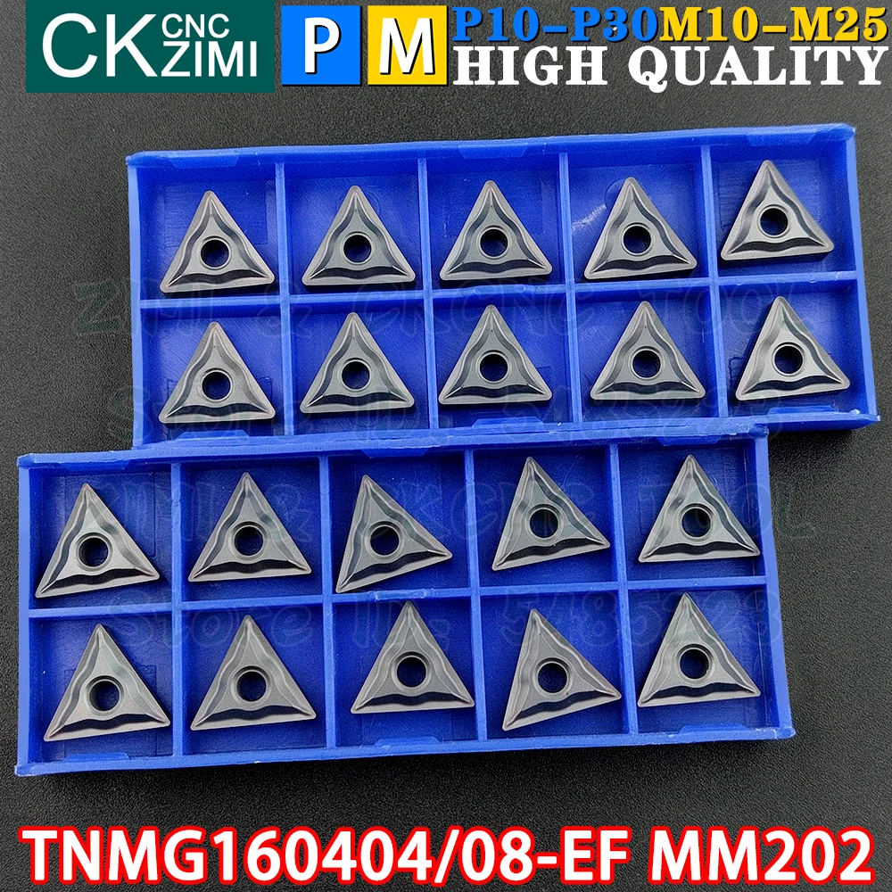 TNMG160404-EF MM202 TNMG160408-EF MM202 Inserti in metallo duro Inserti per tornitura esterna Utensili TNMG1604 TNMG 1604 EF CNC Tornio meccanico per metalli Tornitura utensili da taglio