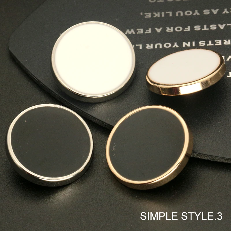 6/10pcs Simple Clothing Gold Shank Buttons Black White Metal Buttons for DIY Women Men Coat Sewing Material 11/15/18/20/13/25mm