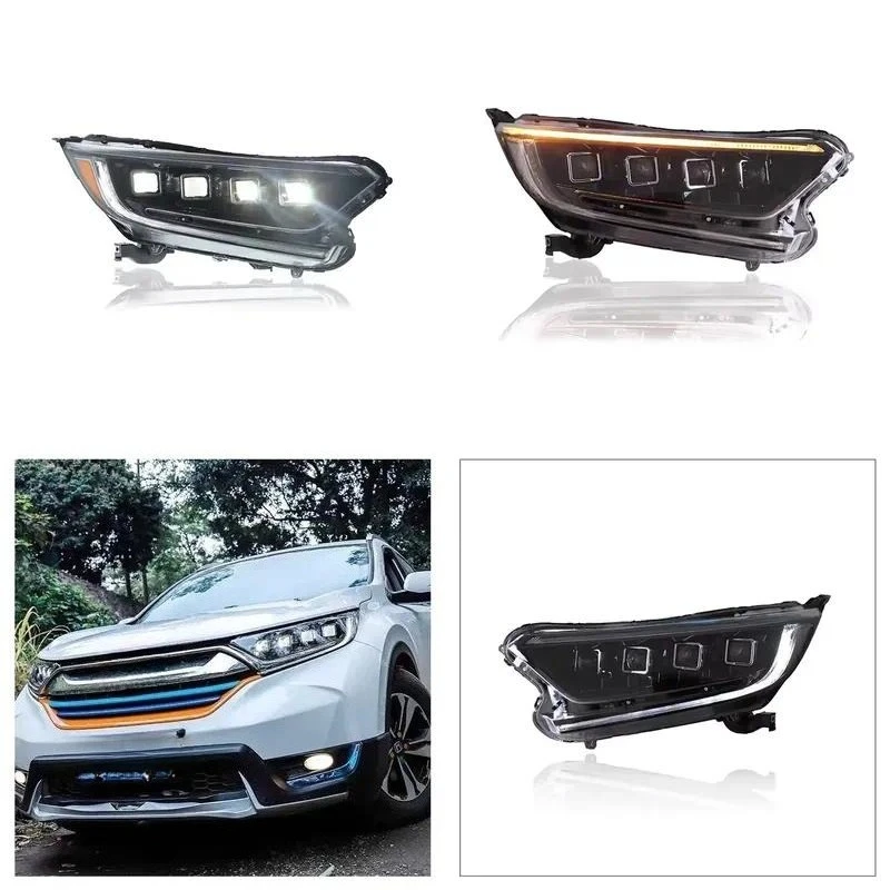 CRV 2017-2021 4 Lens Design Headlight Headlamp Front Led Headlights Modified and Upgraded High Beam Headlamps for