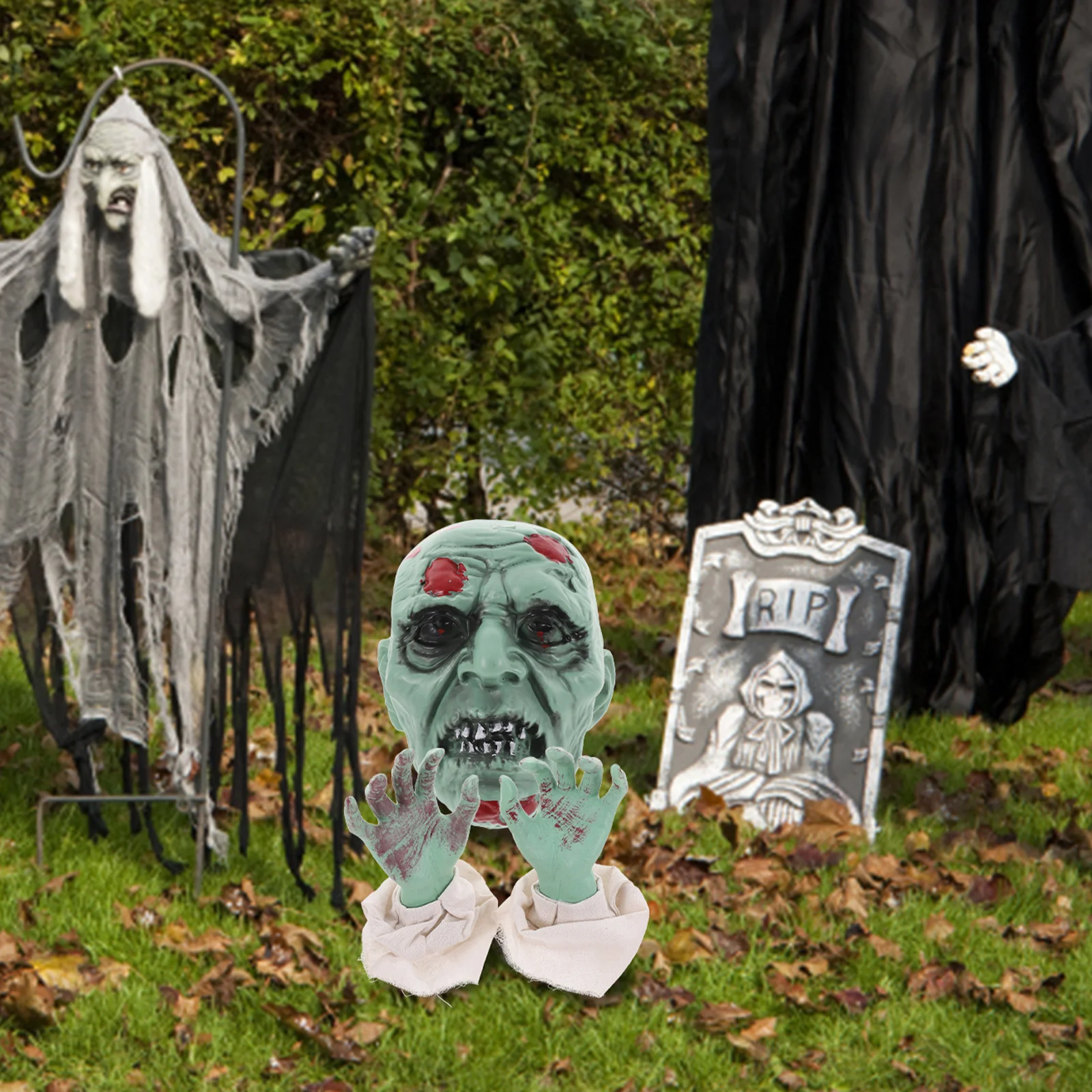 

1 set 1 Set Horror Skull Head Hand Garden Decoration Halloween Outdoor Graveyard Yard Stakes Scary Cemetery Decorations