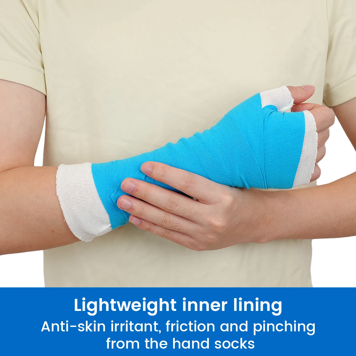 VELPEAU Tubular Stockinette, Elastic Wrist Liner for Skin Protection and Less Irritation, Breathable Hand Socks for Splint 10PCS