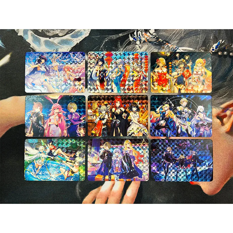 9PCS Honkai Impact 3 Anime New Beautiful Girl Flash Card Kiana Kaslana Bronya Zaychik Game Collection Card Festival gifts