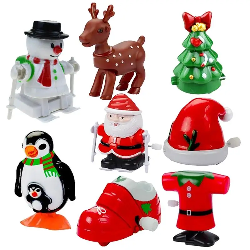 Małe zabawki świąteczne 8X Windup Christmas Walking Toy Świąteczne małe zabawki Party dobrodziejstw Różne ręcznie mechaniczne zabawki dla klas