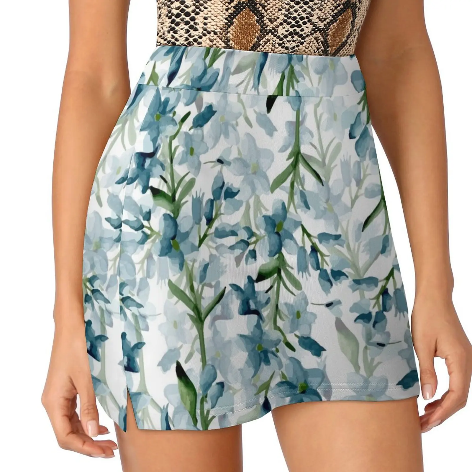 

Blue branches Mini Skirt Skort for women summer clothes