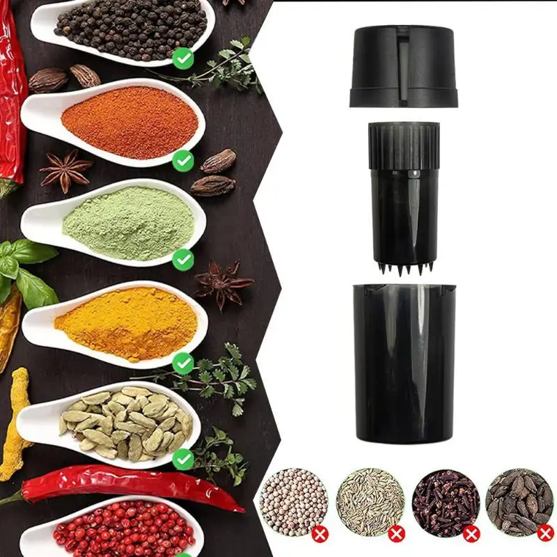 1Pcs Plastic Herb Grinder With Storage Jar Multicolor Portable Airtight Spice Crusher For Kitchen Outdoor Use