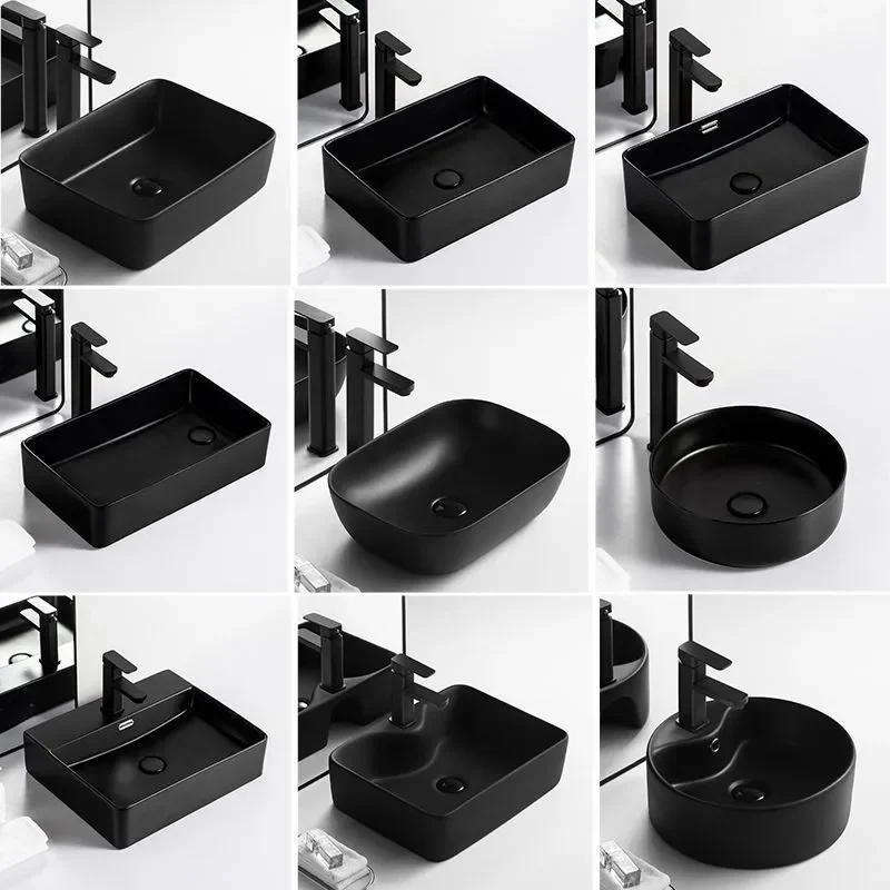 for Simple On-Stage Basin Single Washbasin Black Nordic Light Luxury Small Size for Balcony Household