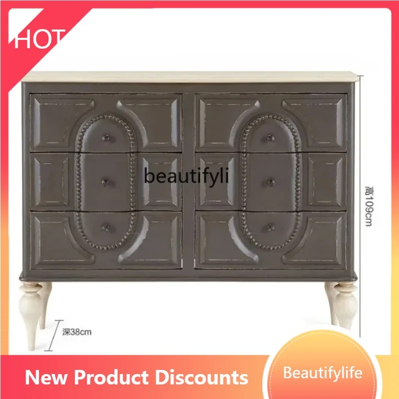 

G53 American light luxury solid wood chest, entrance cabinet, bedroom storage decoration French partition cabinet