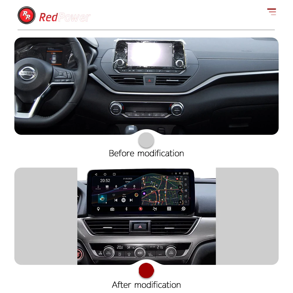 Redpower 12.3 inch Car Radio for Nissan Altima Teana 2019-2021 Multimedia Player Screen GPS Android 10 Navigation CarPlay DSP