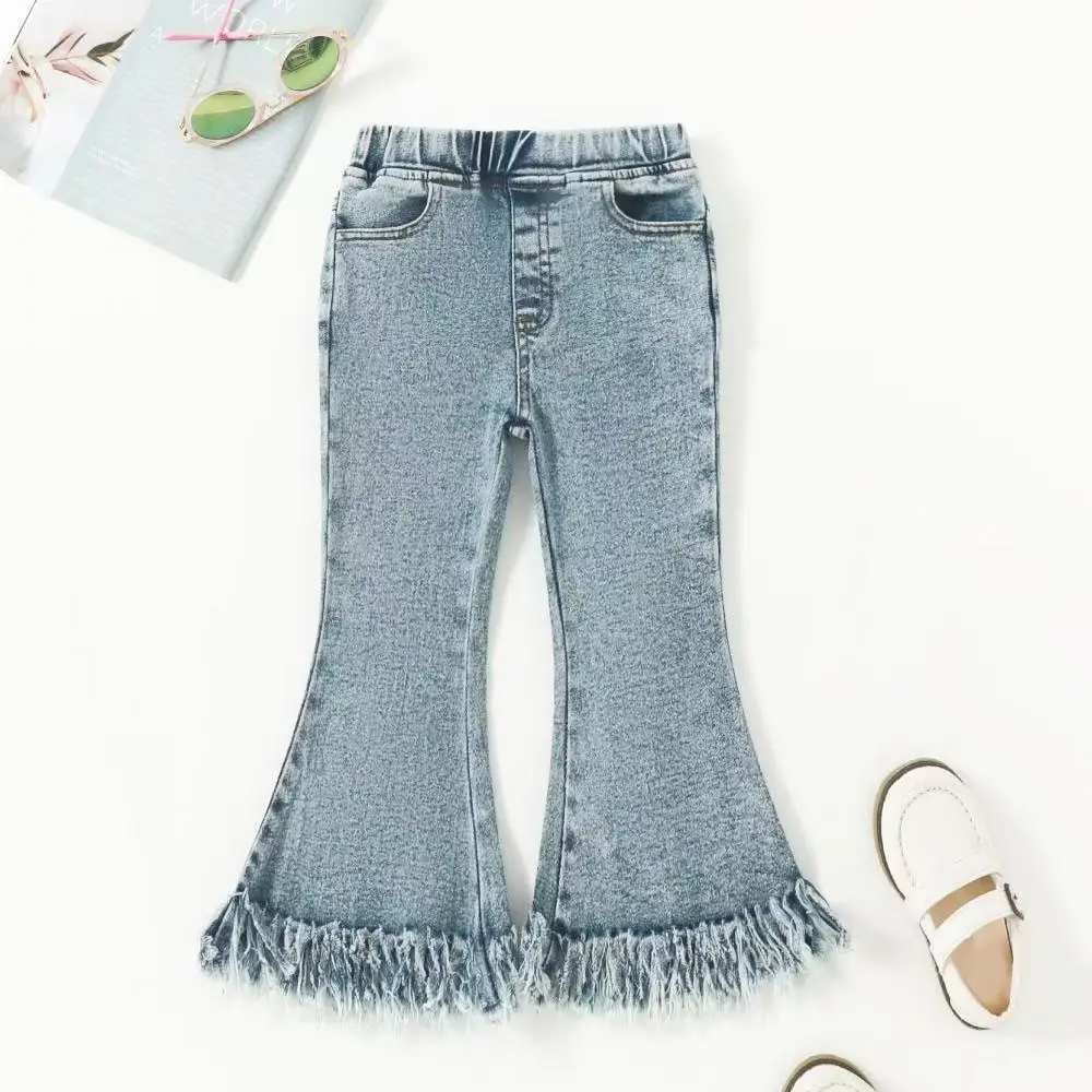 

Girls' Bell Bottoms Children's Spring and Autumn Casual Tassel Bell Bottoms Women's Baby Korean Version Slim Fit Jeans