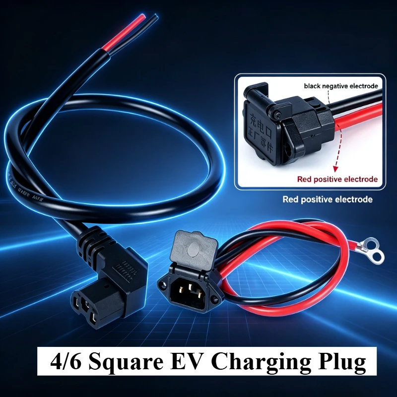 3 Pin EV Charging Plug 4/6 Square Pure Copper Male Female Connector Lithium Battery Electric Vehicle Power Cable Terminal Plug