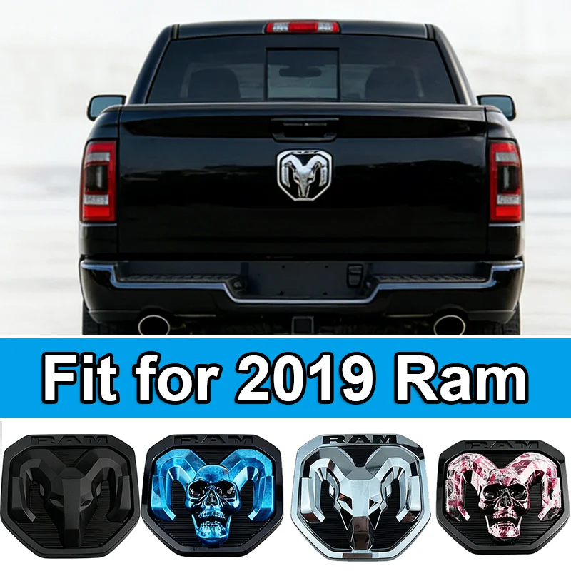 Emblema Trasero para Auto con Diseño de Calavera de ABS de 17.3x17.6cm para Dodge 2019 RAM 1500 2500 3500 Sport Laramie Rebel Big Horn 4x4, Adhesivo para Maletero