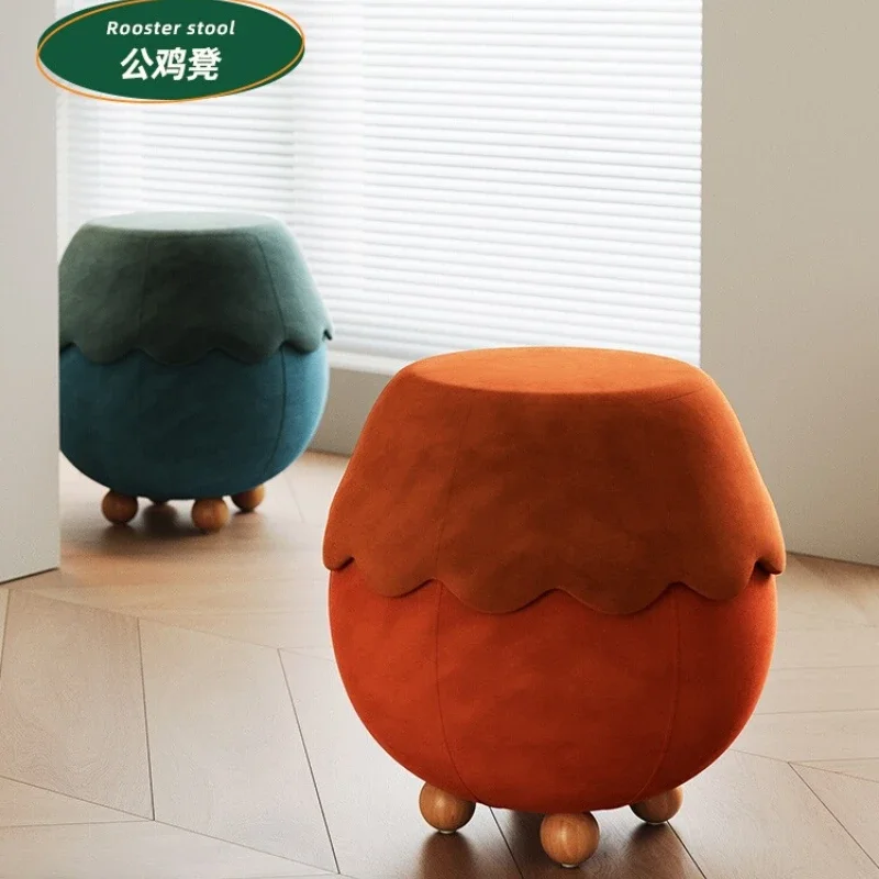 

Customizable Creative Rooster Stool, Cute Velvet Porch Shoe Stool,Living Room Sofa Footrest, Practical Solid Wood Stool