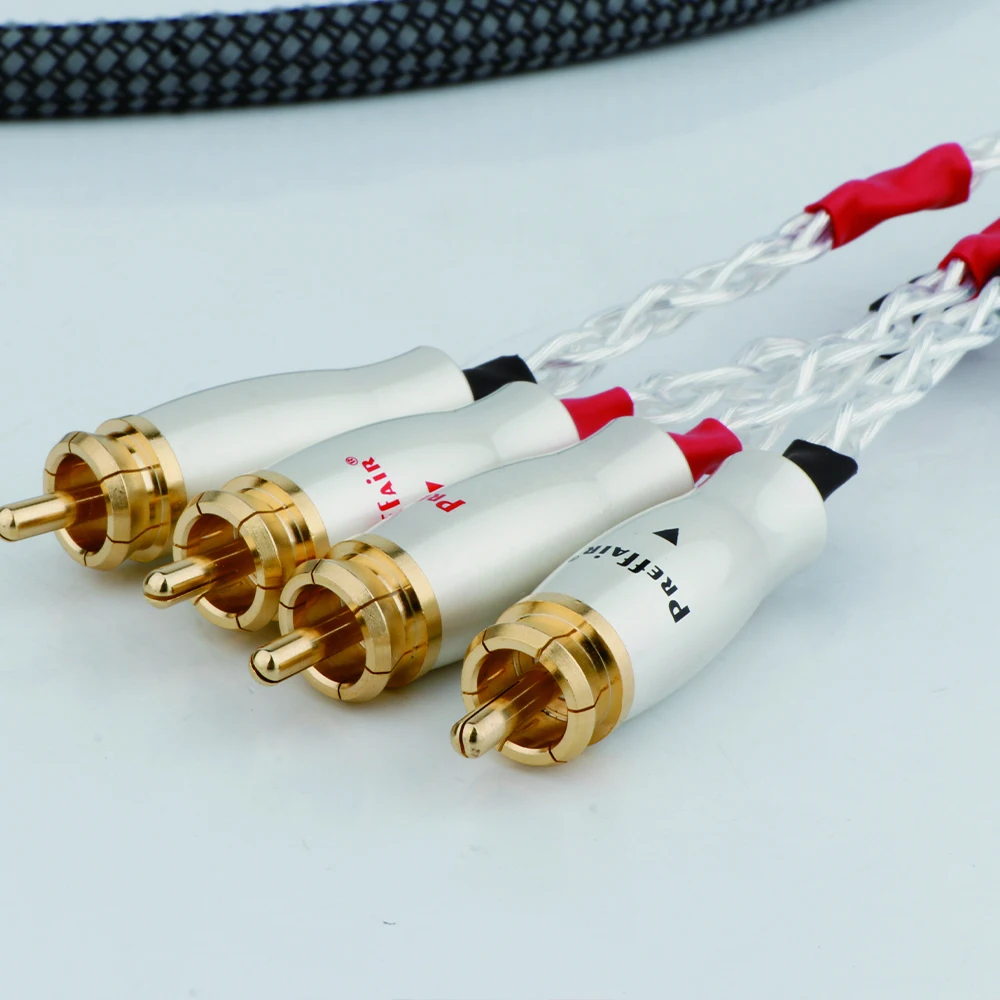Preffair Cable de Audio RCA de alta fidelidad Cable de interconexión RCA a RCA 2 en 2 salidas RCA enchufe chapado en oro Cable de Audio de fiebre de alta fidelidad