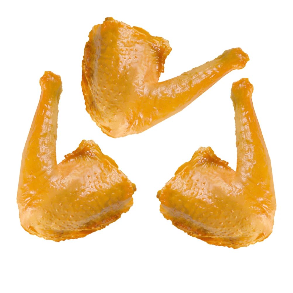 

3pcs Chicken Wing Ornaments Artificial Duck Legs Food Model Fake Decor Lifelike Simulation Cooked PVC Safe Material Kids Play