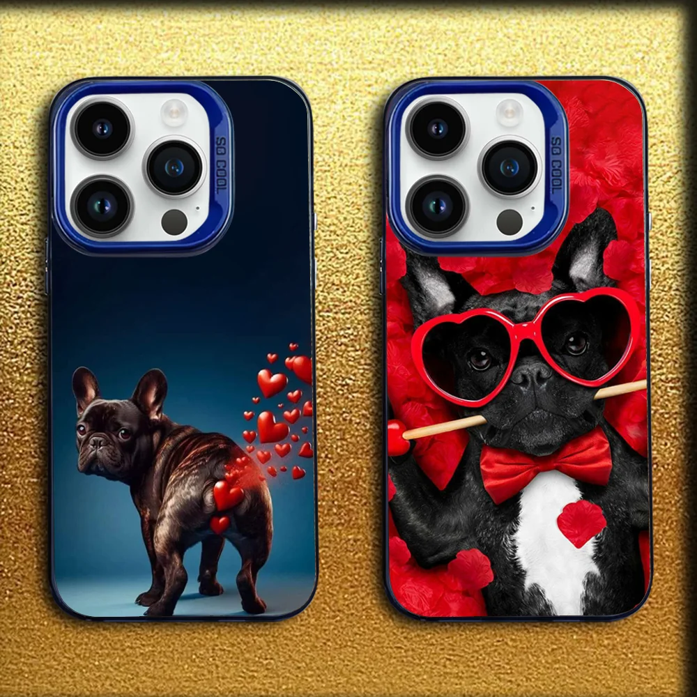 

Dog Funny French Bulldog Phone Case For iPhone 16,15,14,13,12,11,Mini,Pro,MAX Blue Matte Silicone Cover