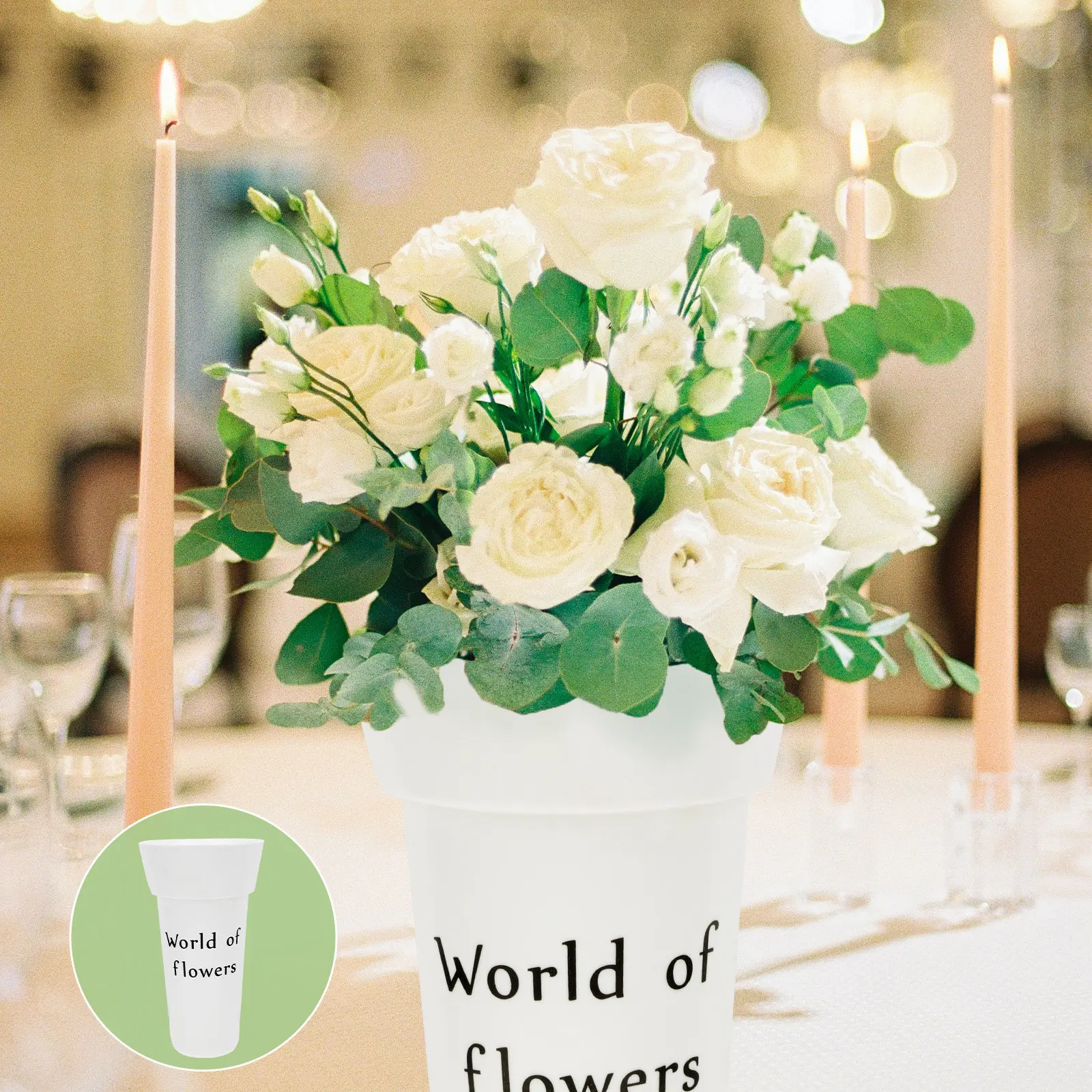 

Simple Flower Bucket Plastic Wake Flower Pot Multi-Purpose Plant Container for Balcony Hotel Floral Arrangement