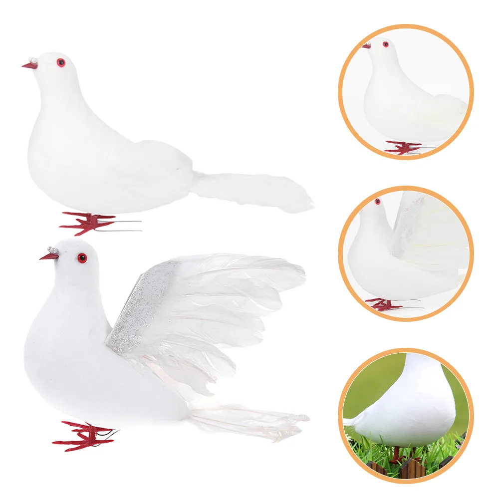 

Wedding Decoration Christmas Tree Birdcage Feathered Artificial Dove Birds Doves for Wreath Decorations White Ornaments Peacock
