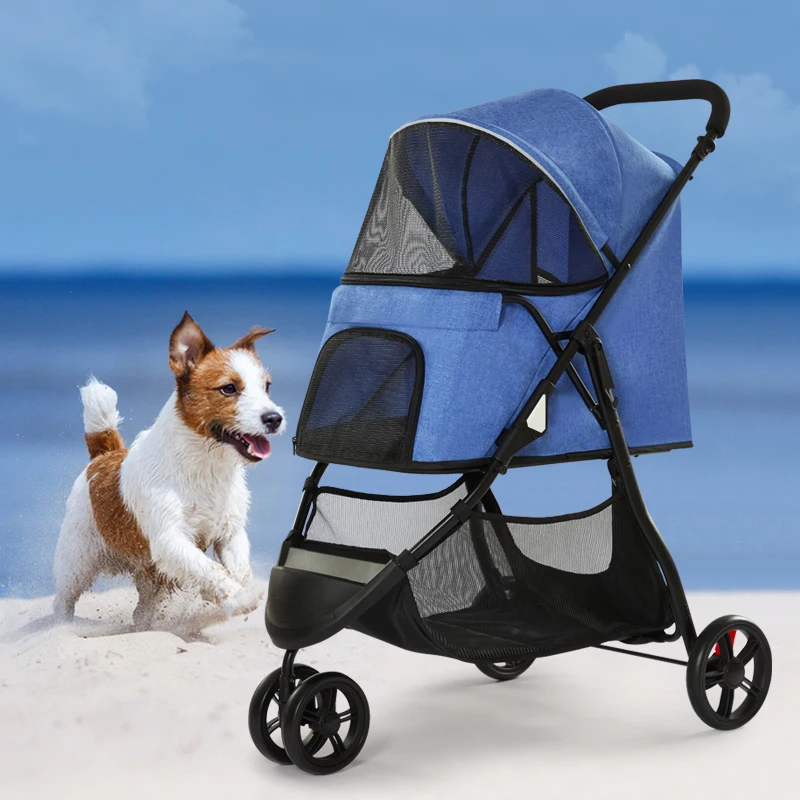 Factory Cheap Price Folding 3 Wheels Pet Stroller Lightweight Pet Troller Dog for Small Medium Cats Dogs