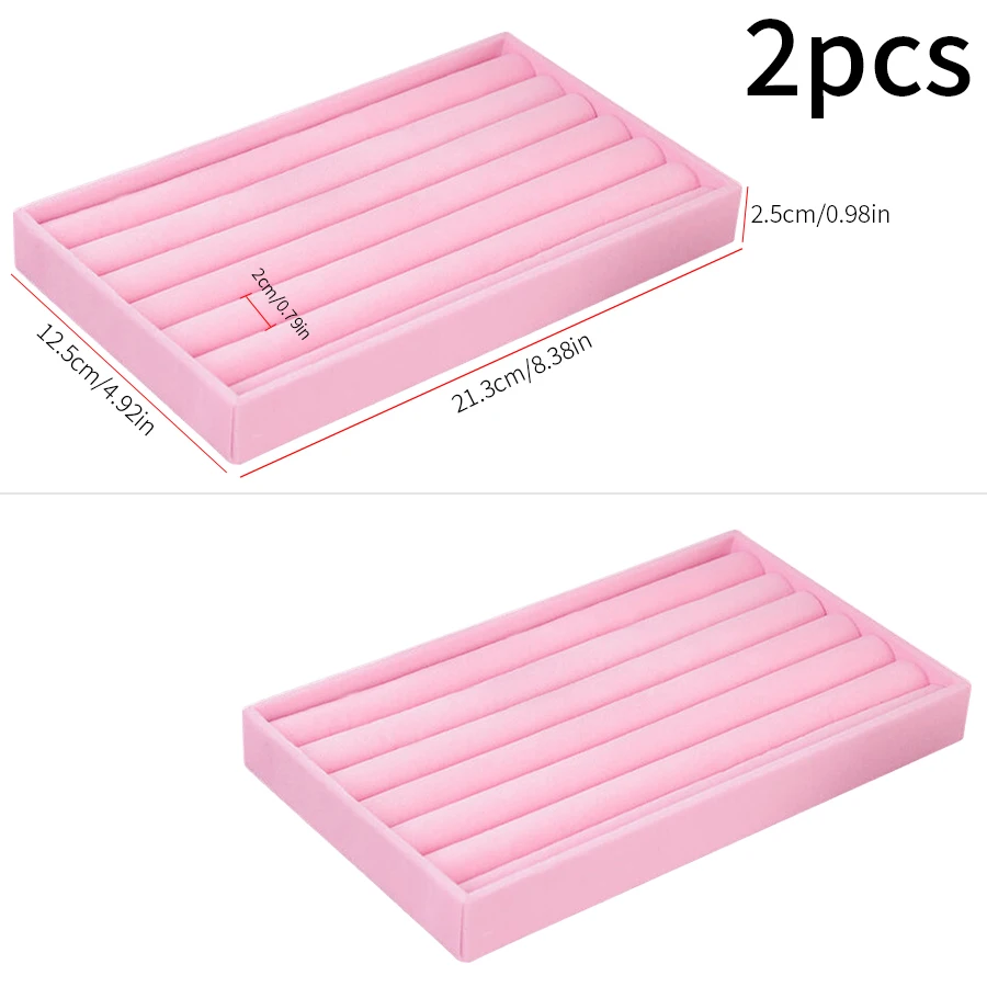 2Pcs Velvet Jewelry Display Tray, Exquisite Storage Box