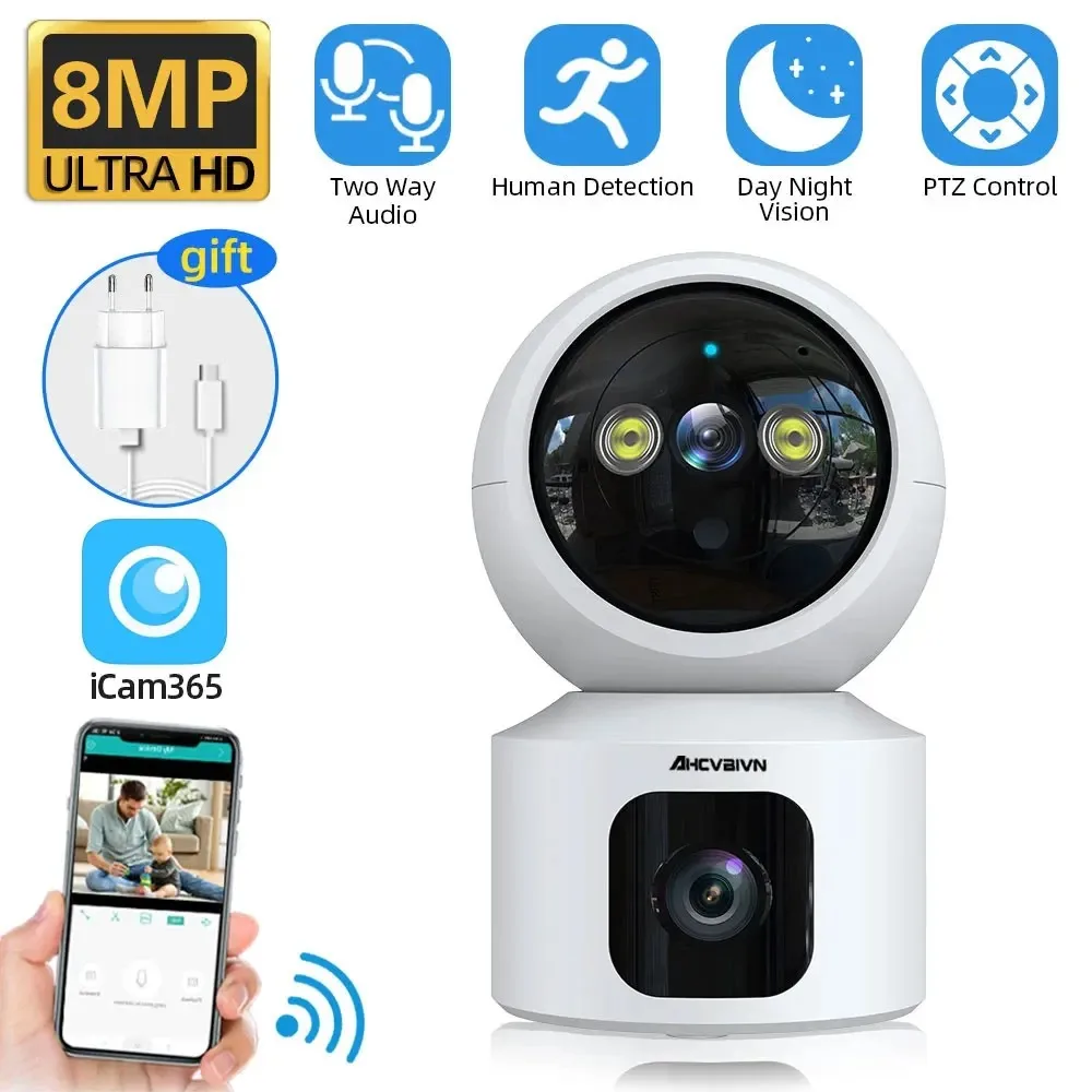 

8MP Wifi Camera Outdoor AI Human Detect Wireless Surveillance Camera Security Protection CCTV With 1080P IP Camera