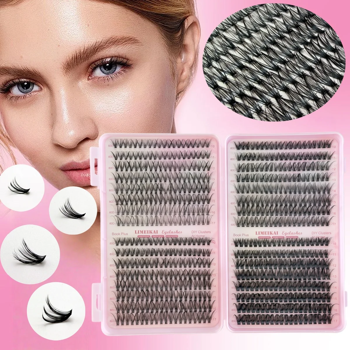 640 Pcs Extensions for Elongation, 10-17mm Individual Lashes, D-Shaped, Fluffy, Wispy False Lashes, DIY (40D + 50D + 60D + 80D)
