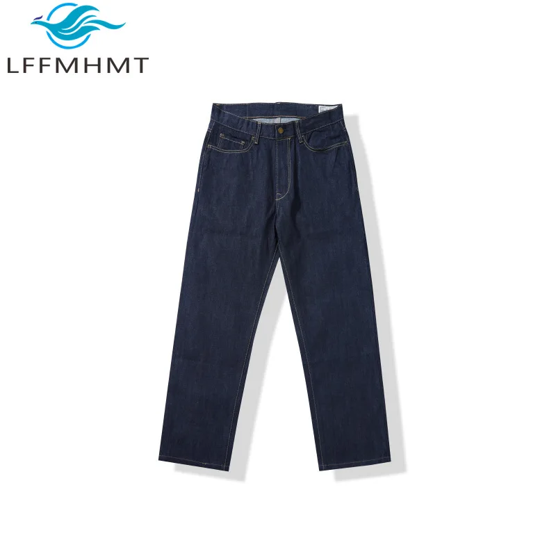 جينز عالي الجودة 13.2 أونصة ثقيل الوزن أصلي مستقيم الساق للرجال جينز كلاسيكي سميك غير رسمي من قماش الدنيم القطني للرجال #1