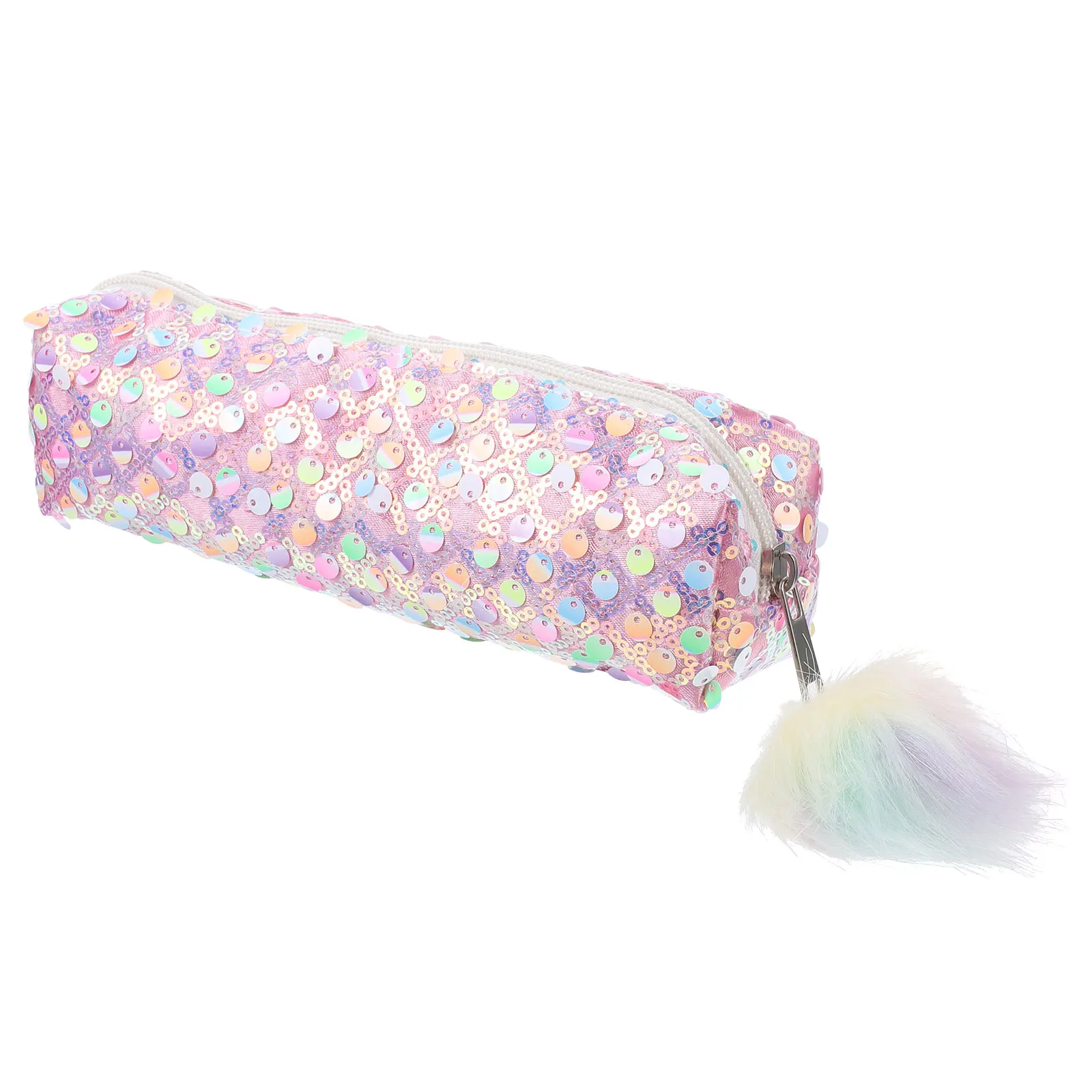 

Sequin Design Pencil Bag for Students Pen Pouch Durable Washable Pet Polyester Material Zipper Organizer Stationery