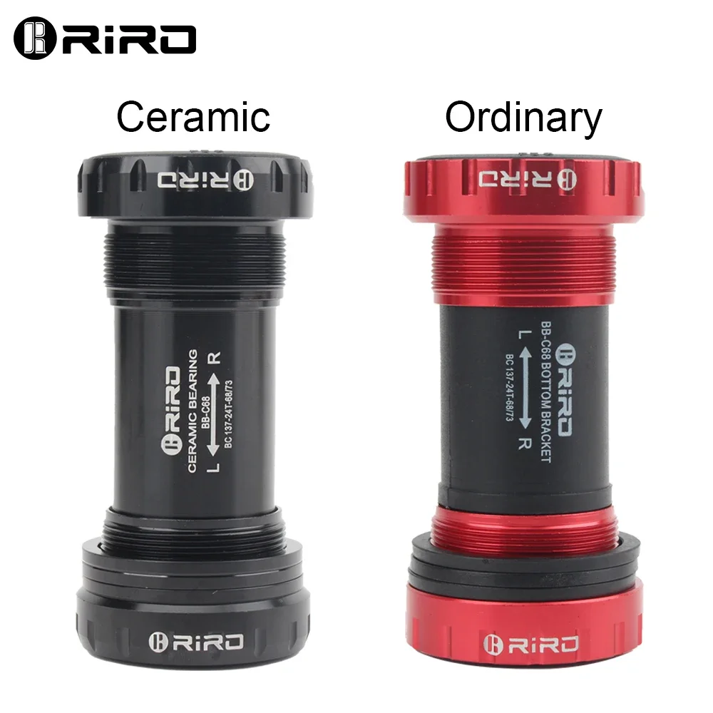 RIRO Bicycle Ceramic Bottom Bracket BB68/BB92 68/73MM Threaded BB MTB Sealed Bearings Road Bike 1.37/24mm Shaft Univesal Parts