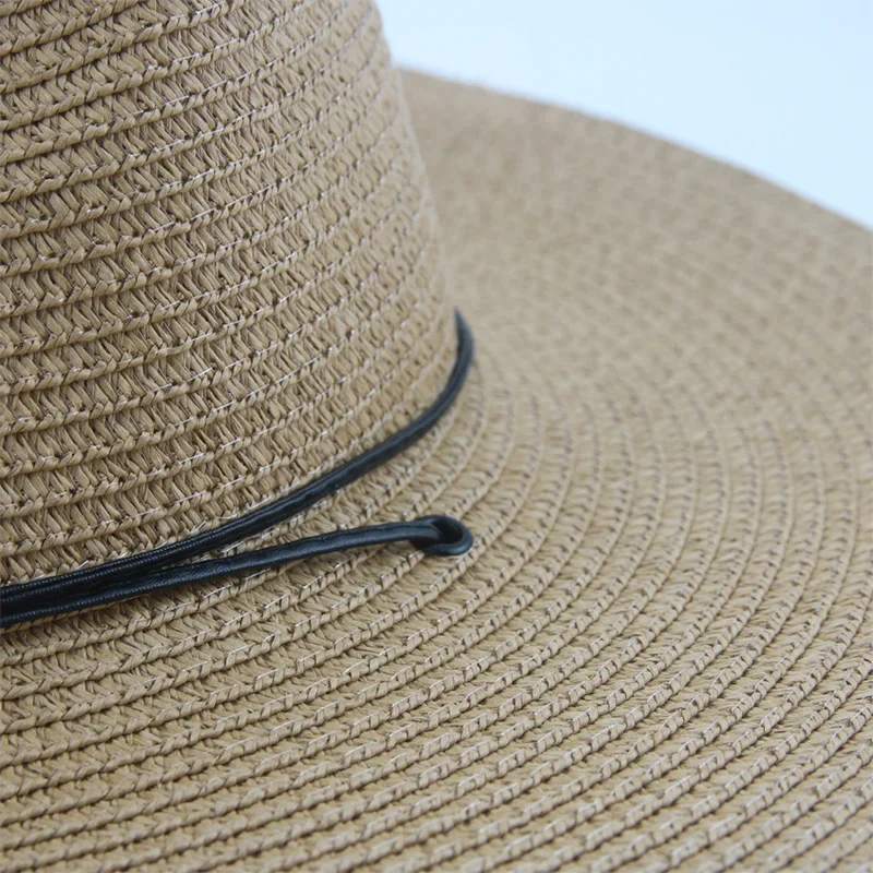 Straw Sun Hat Hats for Women Hats for Men Big Brim 9cm Windproof Rope Casual Western Cowboy Panama Sun Protection Hats Gorros