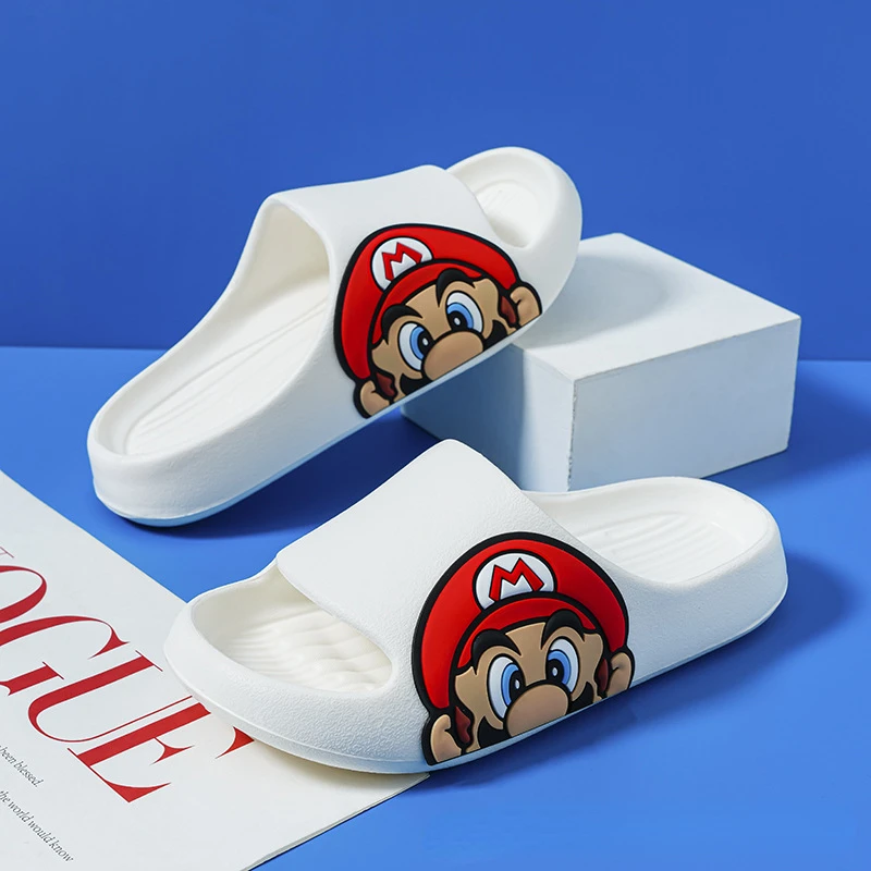 Super Mario Kids Slippers Summer Indoor Cartoon Home Shoes Flip Flops Boy Slippers for Children Anime Non-slip Thick Sole Slides